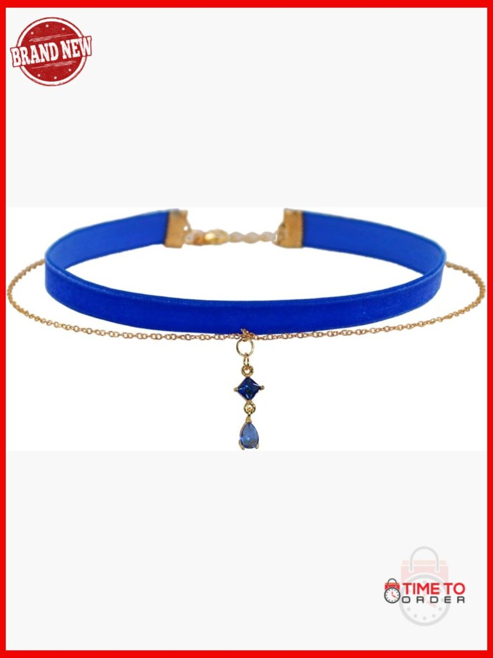 Gothic Lace Velvet Choker Necklace with Crystal Pendant